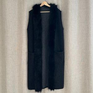 Long Faux Fur Trimmed Vest